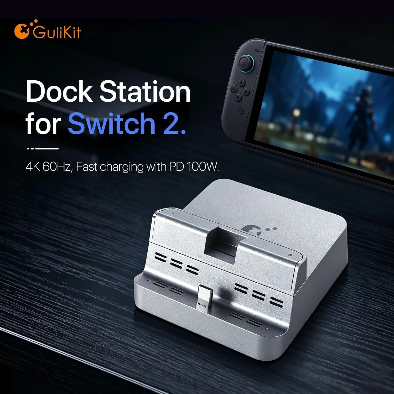 Switch 2 Dock Station, 4K 60Hz HDMI Docking Station with PD 100W Fast Charging, Enhanced Cooling, All-in-One Switch 2 Dock