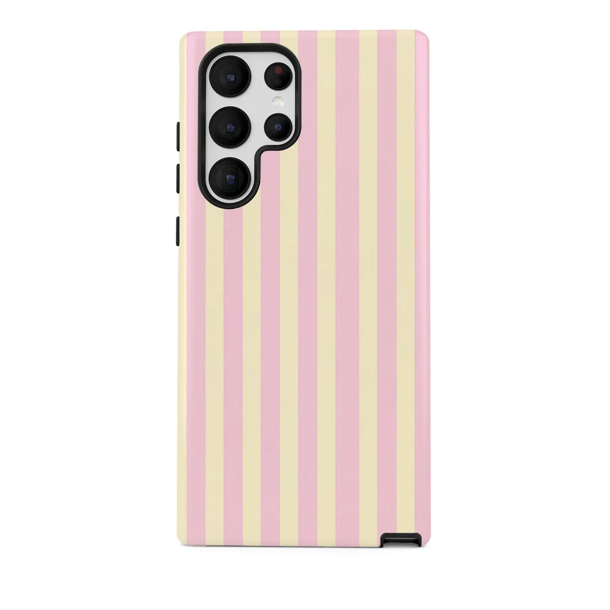 Pink Yellow Striped Case for Samsung A07 S26 S25 S24 S23 S22 A55 A54 Ultra PRO Plus FE 5G Hard Acrylic Shockproof Cover Funda