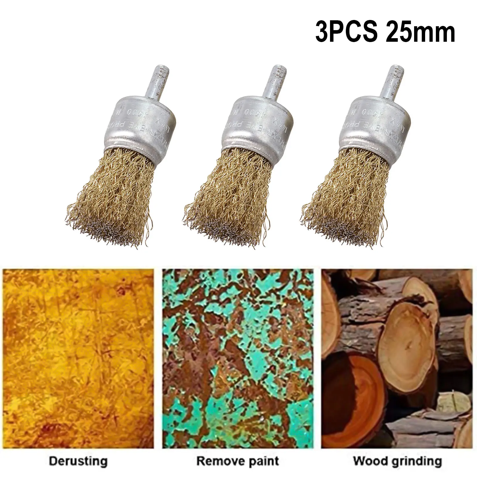 Useful Hot Sale New Practical Brass Wire Brush End Wire Brushes For Drill Rust Removal Tool 25mm 3pcs Crimp Cup Set Rotary