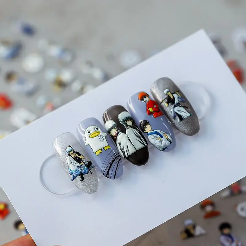 สติกเกอร์ติดเล็บกินทามะ ซากาตะ กินโทกิ คากุระ อนิเมะ ของตกแต่งน่ารัก การ์ตูน สติกเกอร์ติดเล็บแบบมีกาวในตัว ของขวัญใหม่