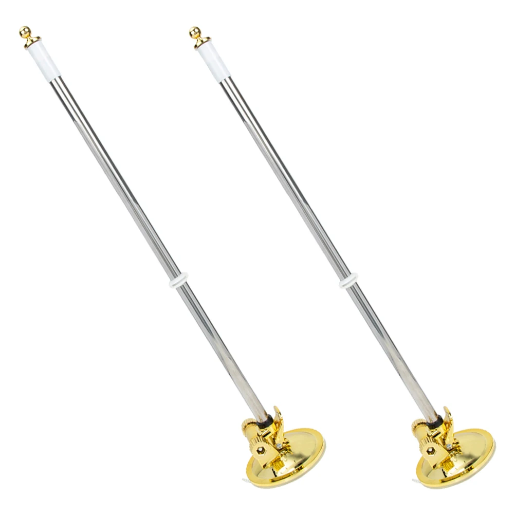 

2pcs Flagpole Base Mount Silver Plastic Suction Cup Holder Lightweight Portable Universal Flag Pole Stand Car Truck Parade