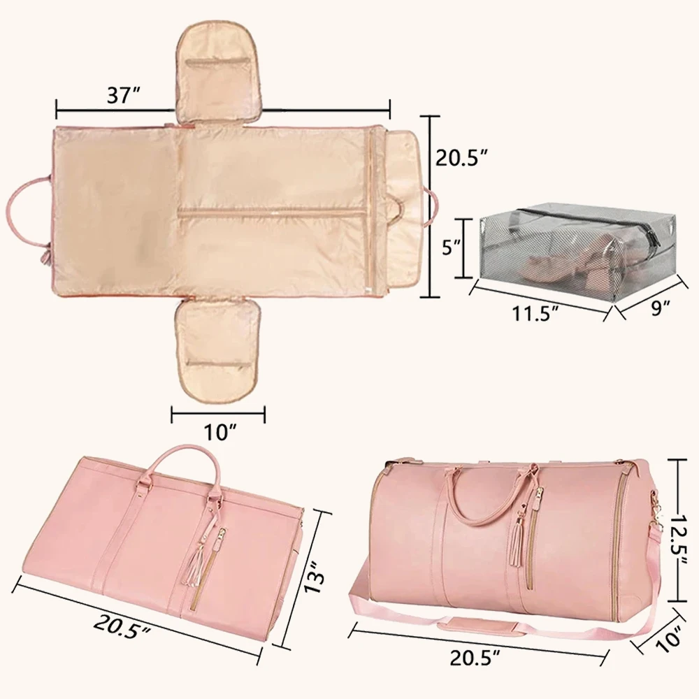 Geestock-2 bolsas de piezas para mujer, bolso de viaje plegable de PU, de gran capacidad, impermeable, para traje, para exteriores