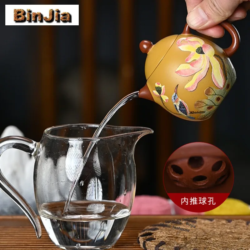 150ml Vintage Yixing Purple Clay Teapots Handmade Paste Painted Dragon Eggs Pot Raw Ore Zhu Mud Kettle Zisha Tea Set Cha Supplie