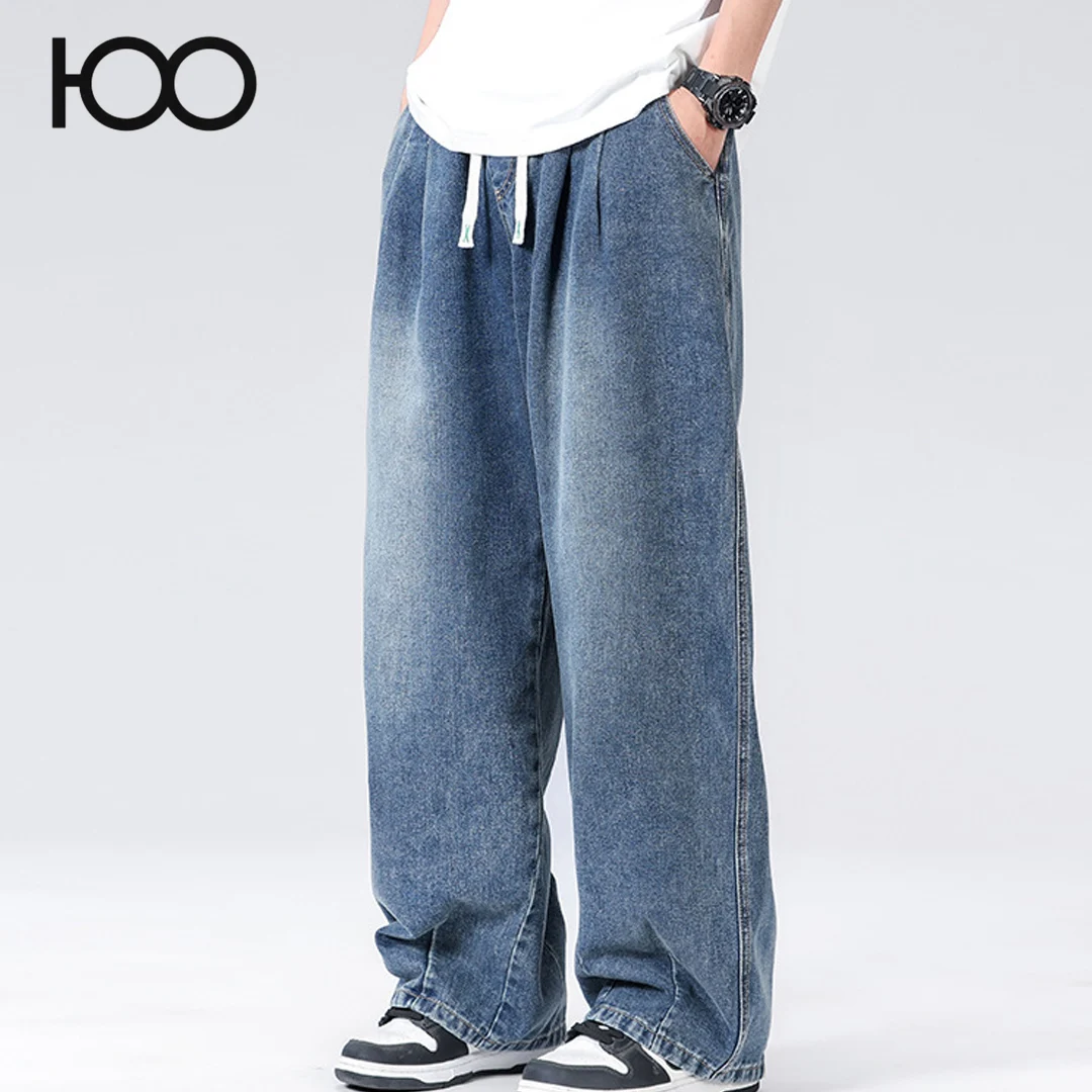 TY2503 chareiharper100 Men's jeans  spring and summer new products straight leg wide leg loose drawstring casual pants for men