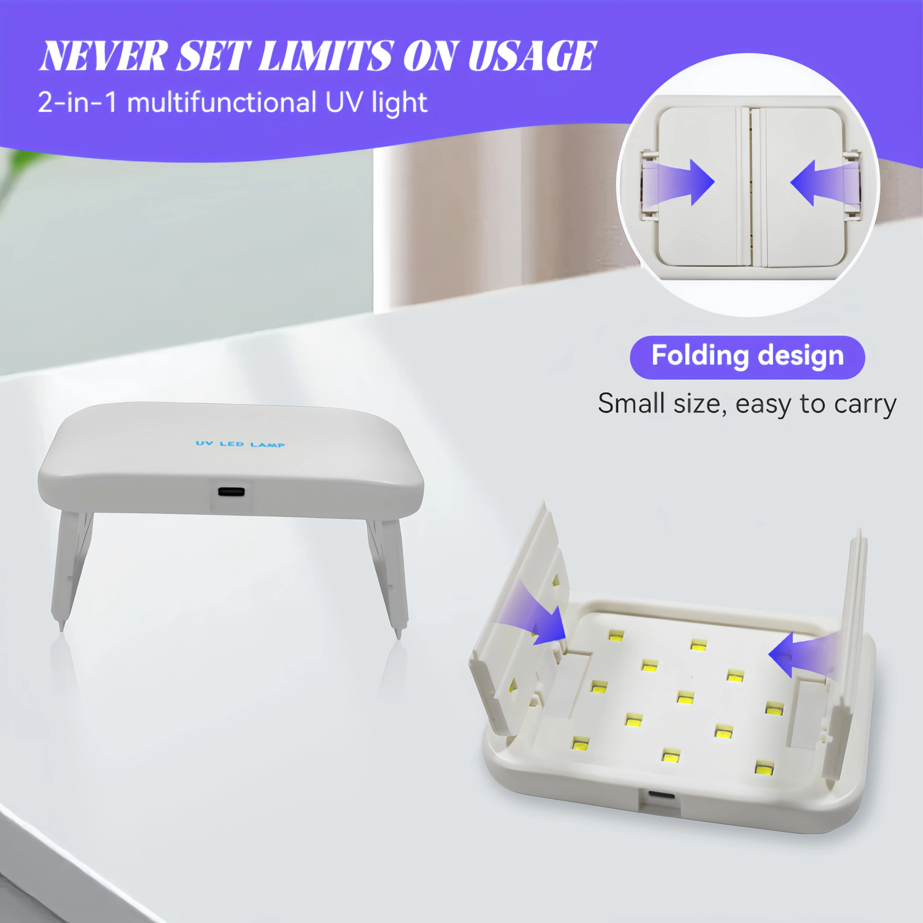 48W Dual-Sided UV Lamp Foldable Resin Curing Light, Adjustable Timer Fast Drying for Jewelry Crafts Epoxy Resin Molds, Portable