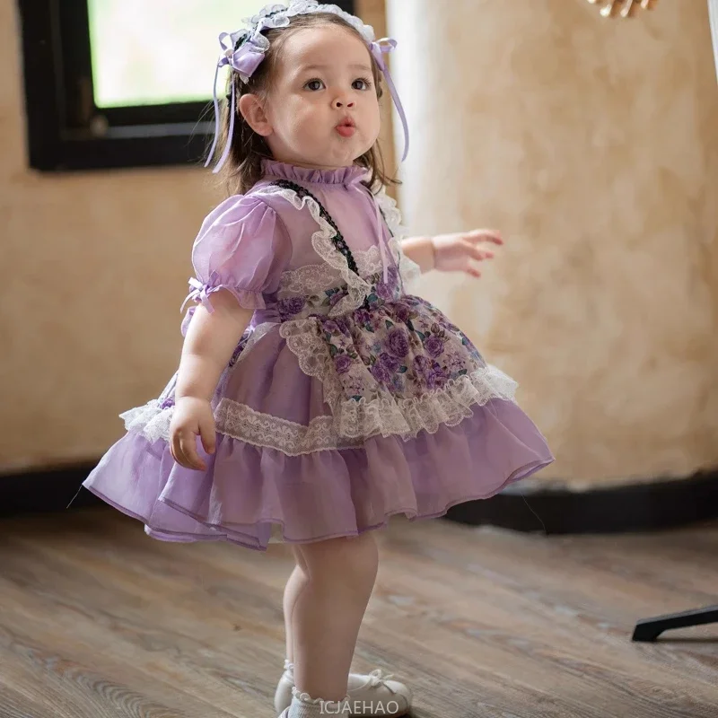 فستان الأميرة لوليتا للفتيات لعام 2025 فستان أرجواني قصير منتفخ متطابق للأطفال وصل حديثًا فستان الأميرة الصيفي ملابس من 1 إلى 10 سنوات #3