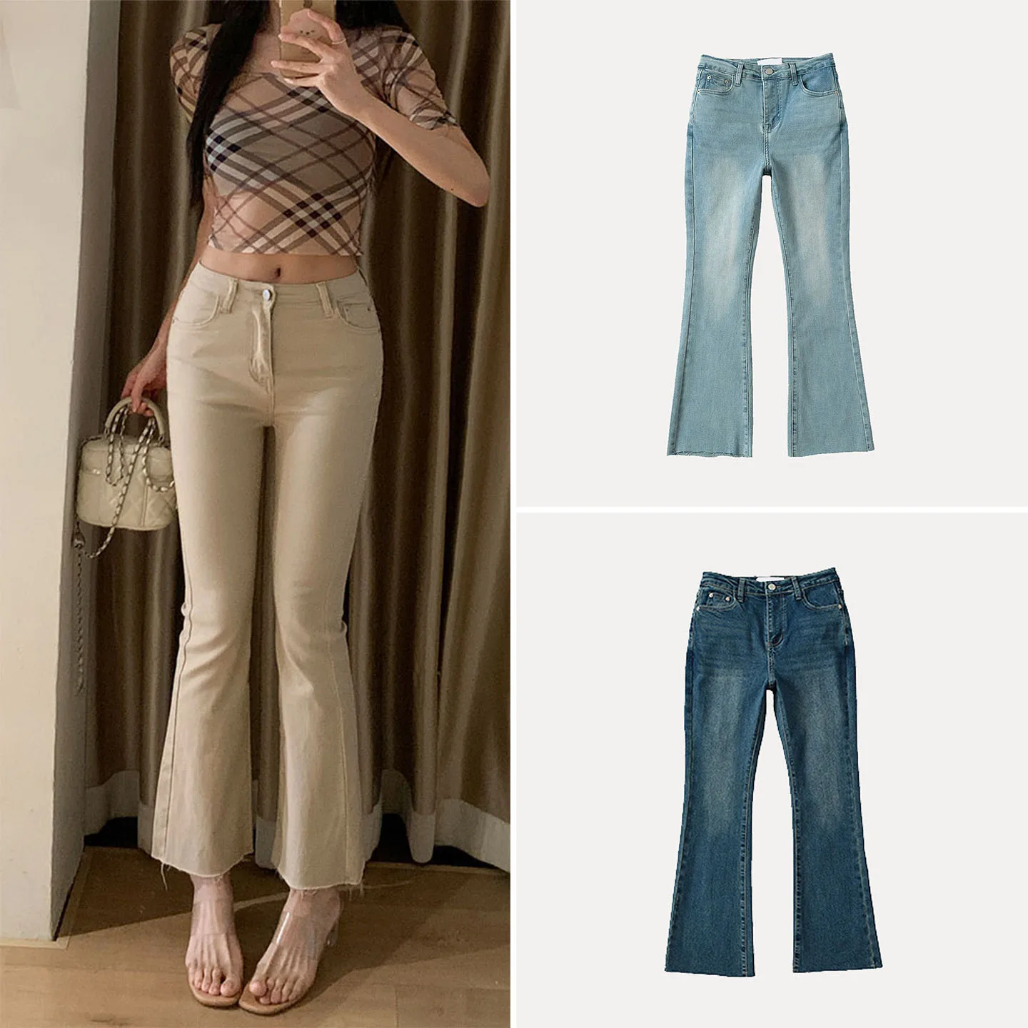 Women's Slim Fit Jeans High Waist Elastic Micro Flared Nine Points Pants Autumn Fashion Body Shaping Butt Lifting Casual Trou...