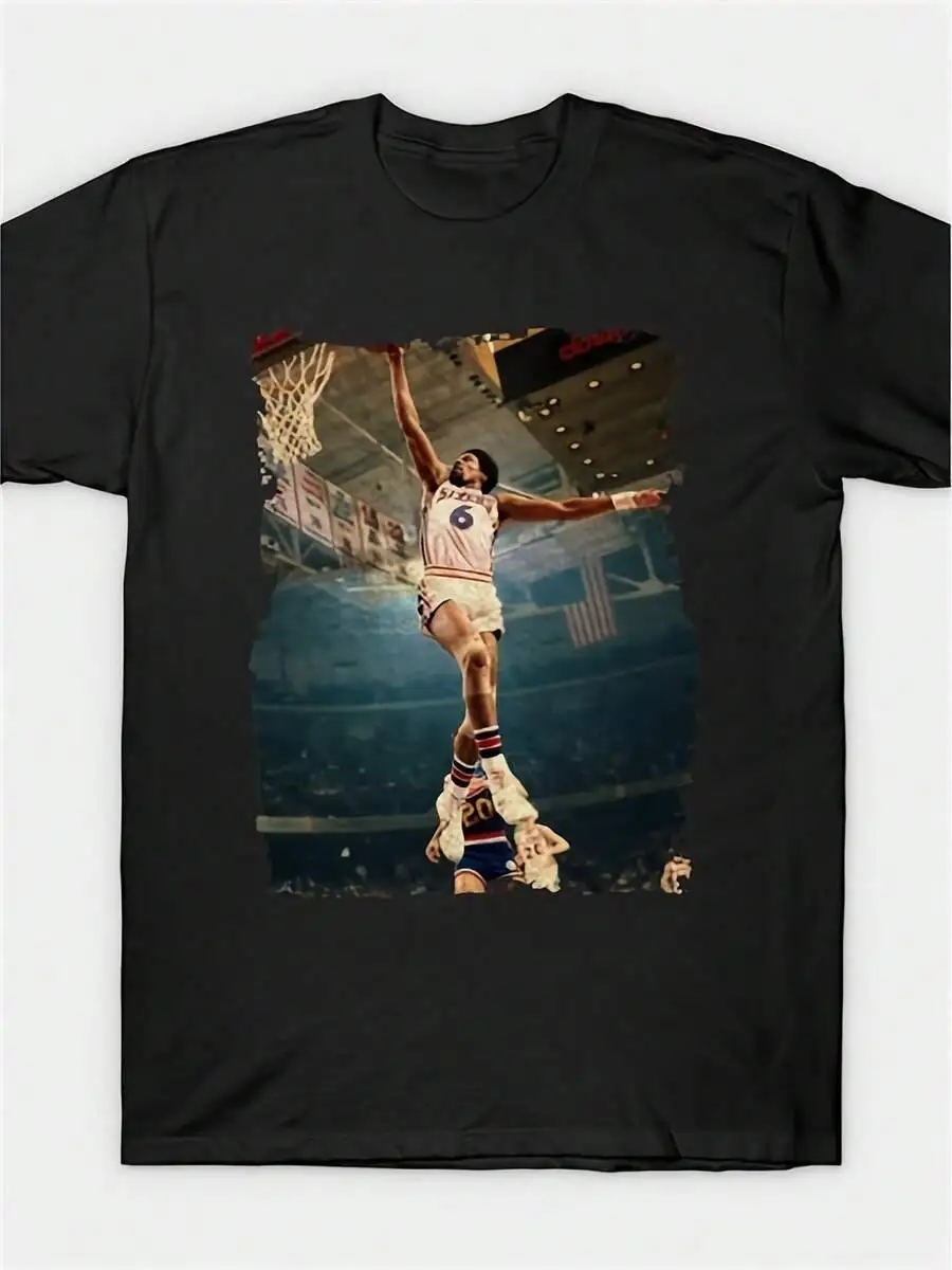 1Pcs Printed Men Tee Men's Dr. J Graphic T-Shirt - 100 220Gsm Crew Neck Tee, Black Design For Wear, Birthday Parties 100% Cotton