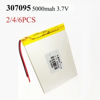2/4/6PCS 307095 5000mah 3.7V Rechargeable Polymer Lithium Batteries for 8 Inch 9 Inch GPS MID Smartphone Tablet Battery