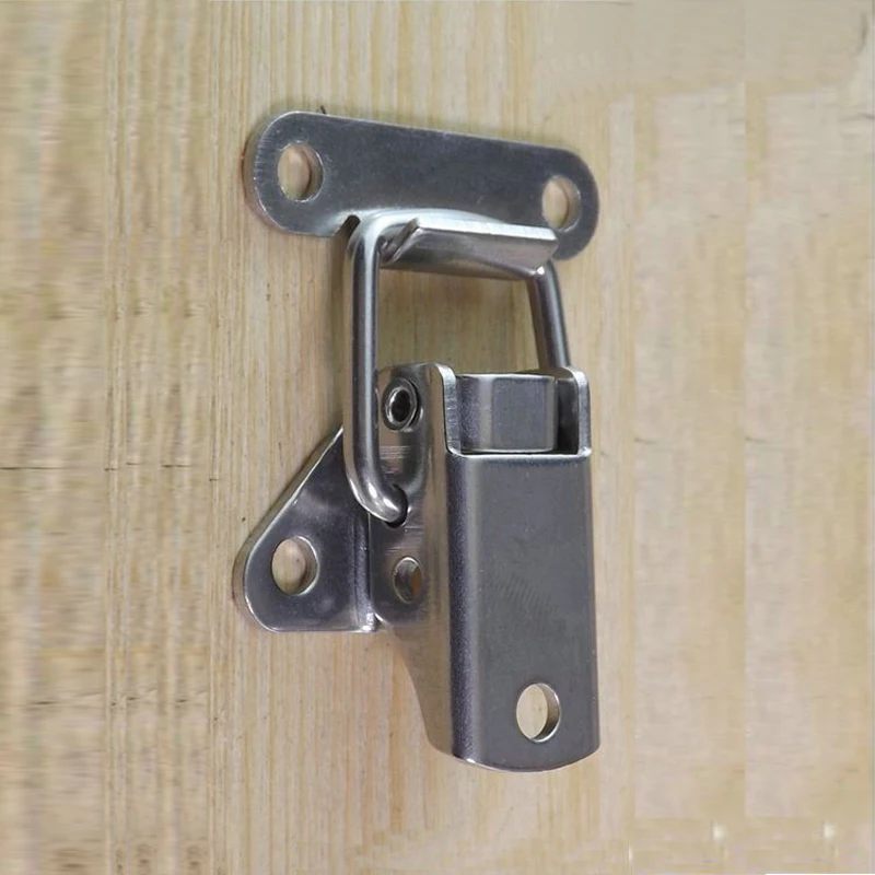 1/4Pcs Stainless Steel Mini Buckle Cabinet Door Trunk Toolbox Latch Metal Toggle Catch Lock Clasp Furniture Hardware Accessories - view 6