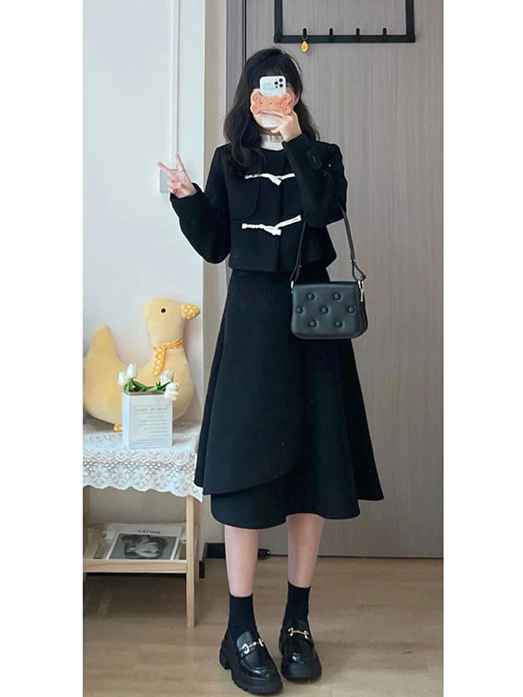 UNXX Elegant Socialite Slimming Classic Style Wool Jacket and Skirt Two-Piece Set for Women 2024 Autumn/Winter New High Quality