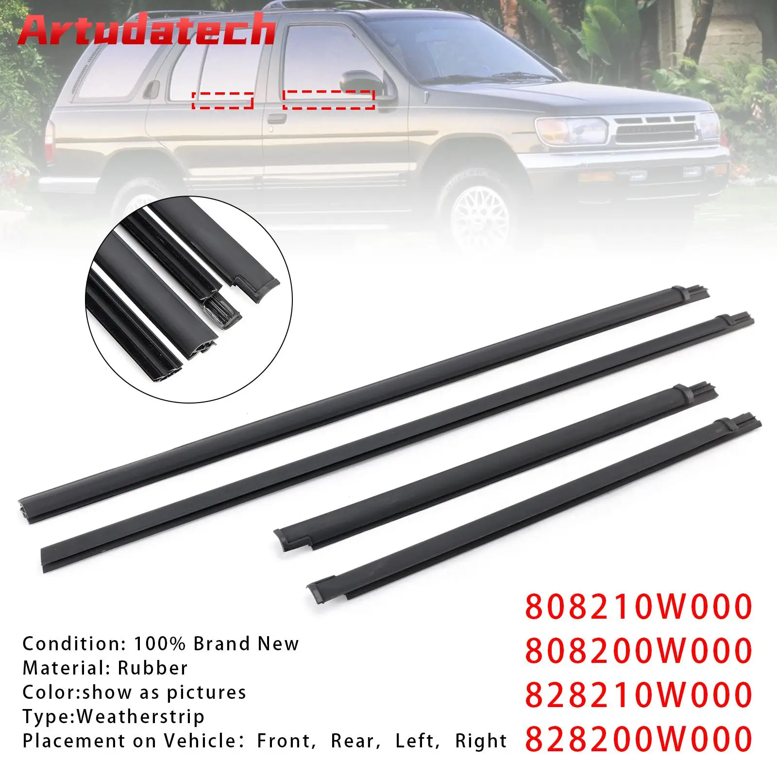 Artudatech Juego de 4 Burletes para Puerta para Nissan Pathfinder Terrano R50 1995-1997 1998 1999 2000 2001 2002 2003 2004