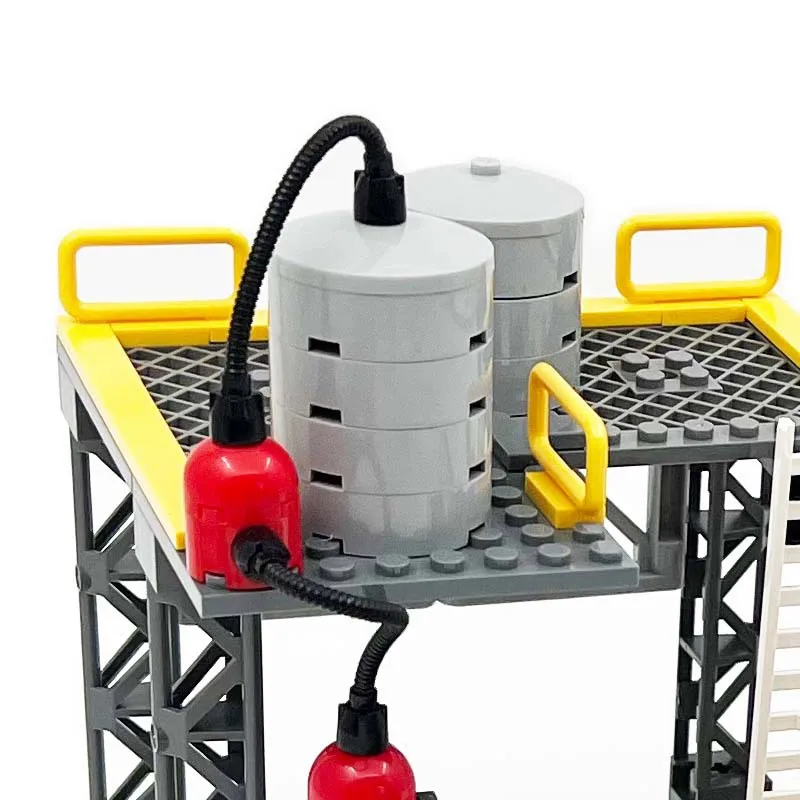 City Street View Train Tanker Fuel Processing Scene Building Blocks DIY Assembled Construction Bricks Set