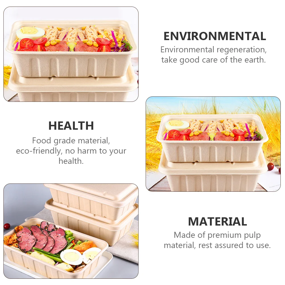 

10 pcs Food Grade Pulp Box Eco-Friendly Degradable Storage Container For Food Packaging Meal Box Environmentally Friendly