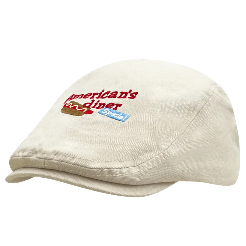 قبعات موزع الصحف للسيدات مطرزة يابانية فنية بسيطة وعصرية متعددة الاستخدامات أقنعة غير رسمية قابلة للتنفس قبعات تظليل خارجية