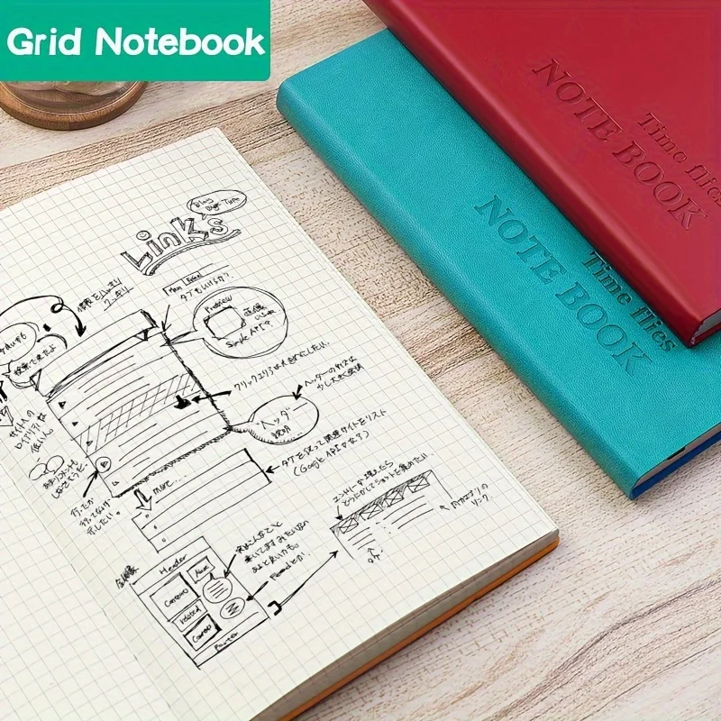 1 Grid Notebook A5 Traveler Journal School Office Meeting Minutes 264 Pages Grid Notebook Agenda School Supplies