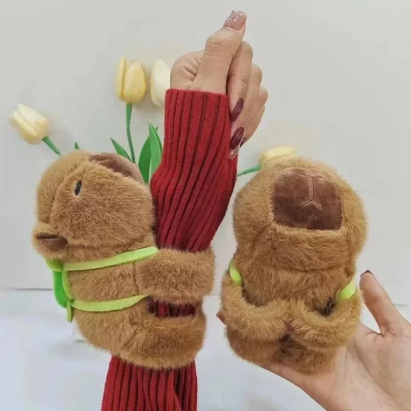 Capybara Clap Circle Toys Slap Snap Wrap Wristband Bracelet Simulation Anime Plush Soft Doll Bicycle Accessorie Kid Holiday Gift