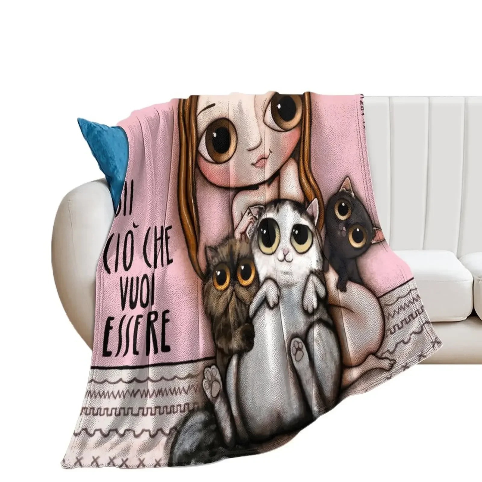 

The doll and the cats Throw Blanket Blankets For Bed Flannel Fabric Blankets