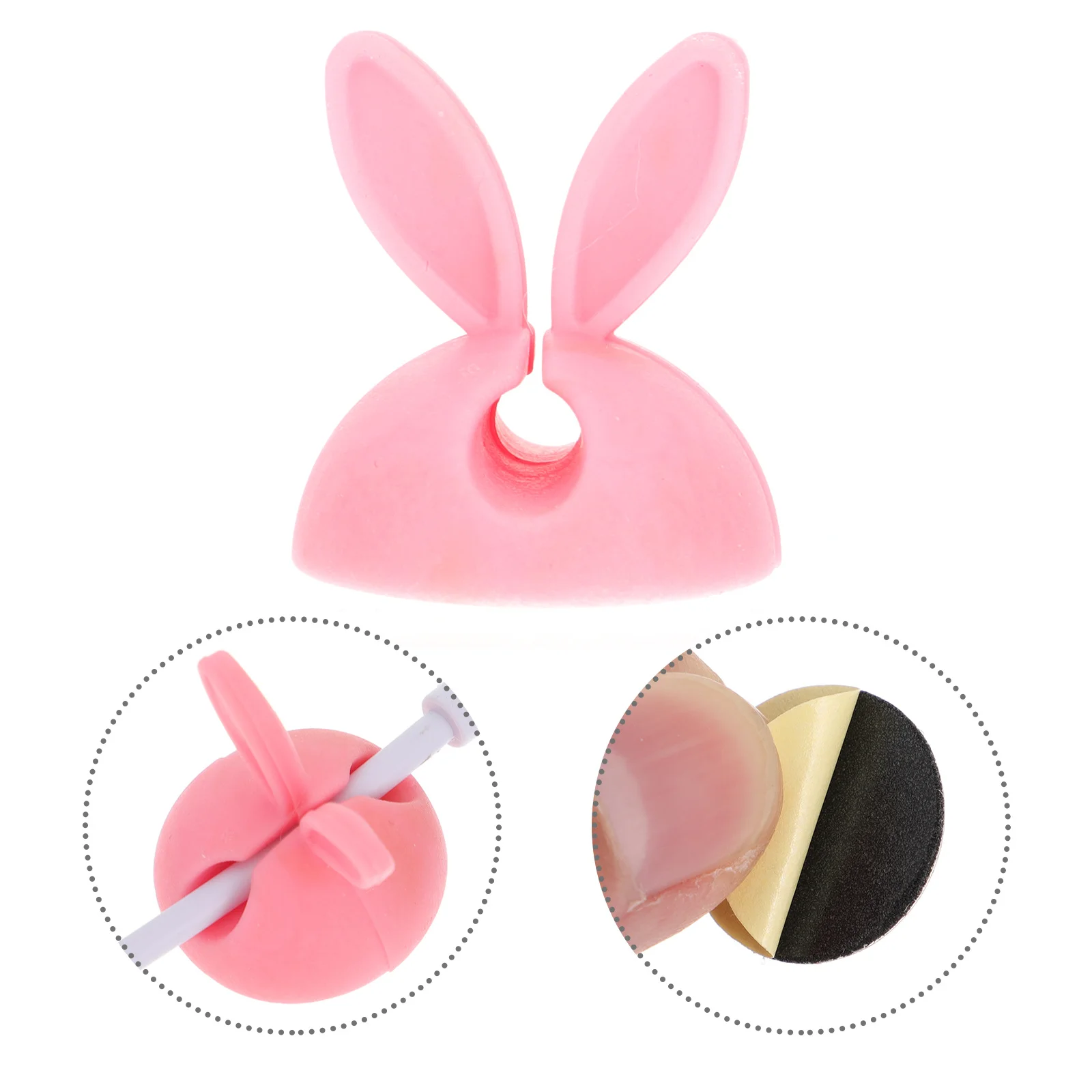 32 Stück Kabelklemmen im Hasen-Design, rosa selbstklebende Kabelhalter für die Schreibtischorganisation, rosa Kabelklemmen, Drahtkabel-Organizer