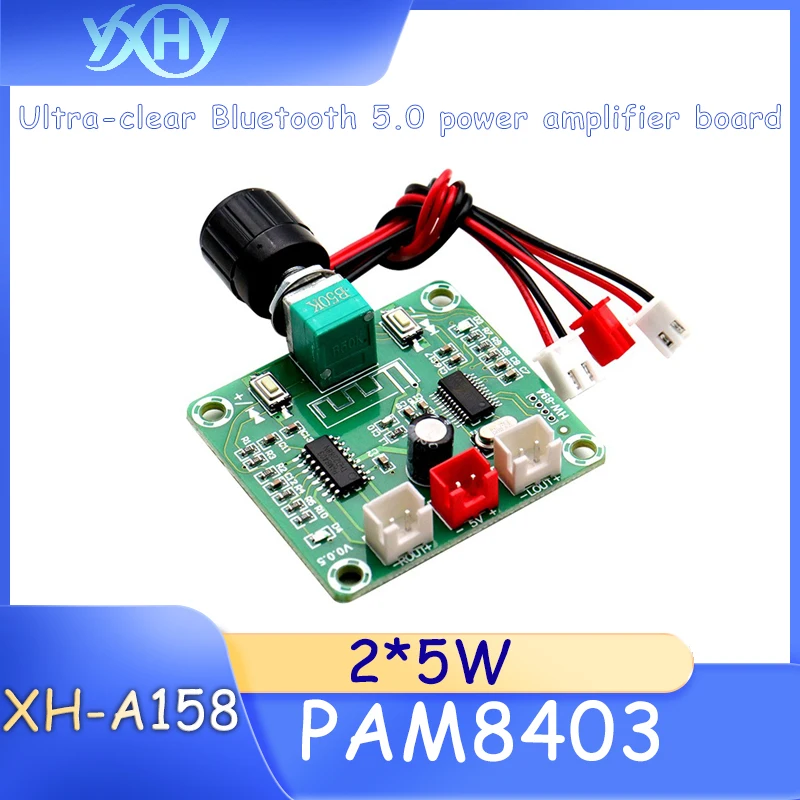 

1pcs XH-A158 PAM8403 Ultra-clear Bluetooth 5.0 Amplifier Board, 2*5W Dual-channel Wireless Speaker, DC5V Low-power