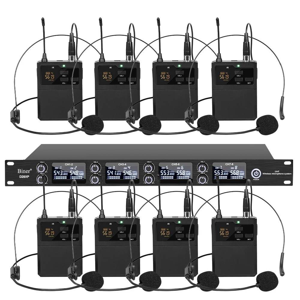 D28XP Professional UHF 8 Channel Wireless Headset Microphone System Teaching Microphone