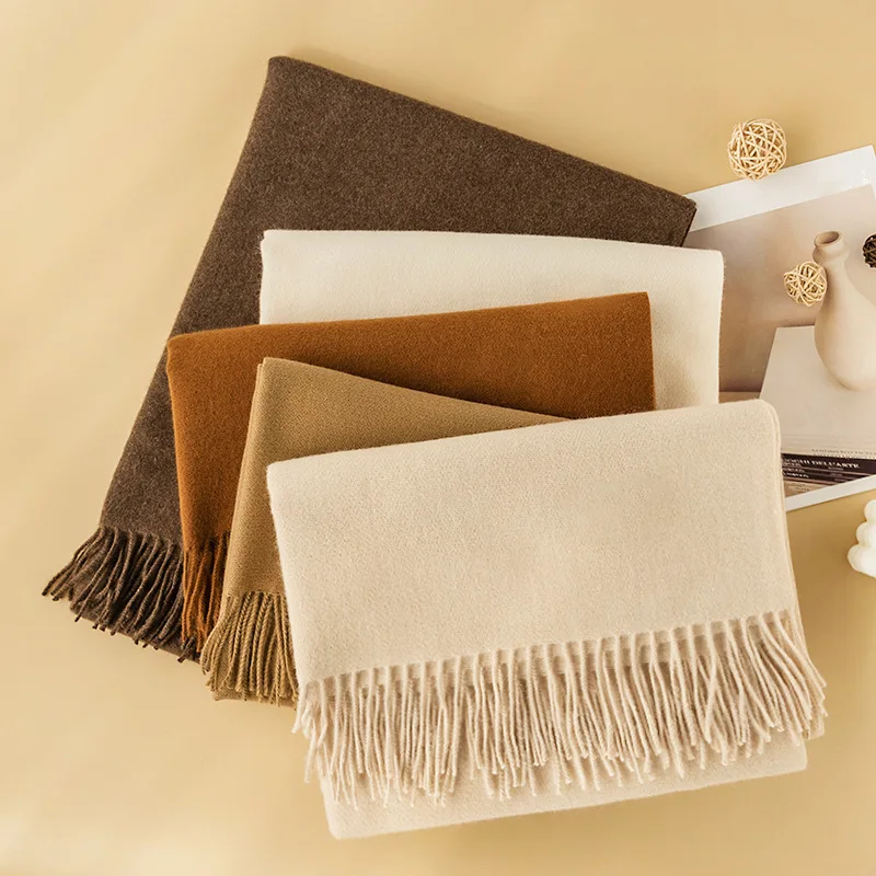 

Women's Versatile Cashmere Scarf for Autumn and Winter Solid Color Warm Scarf Shawl