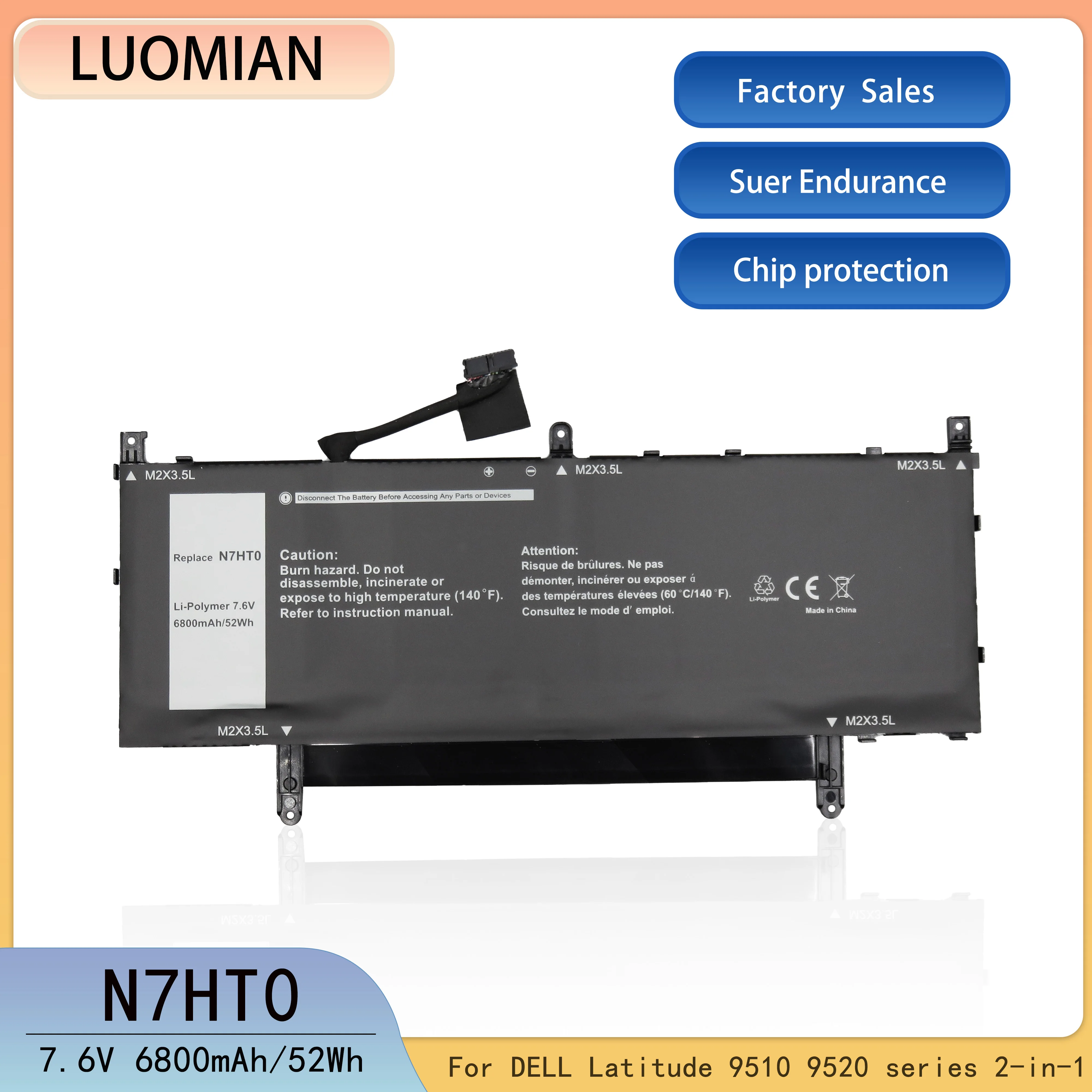 For DELL N7HT0 Laptop Battery DELL Latitude 9510 9520 2-in-1 Series N7HT0 TVKGH HYMNG 08NFC7 0PKW00 089GNG