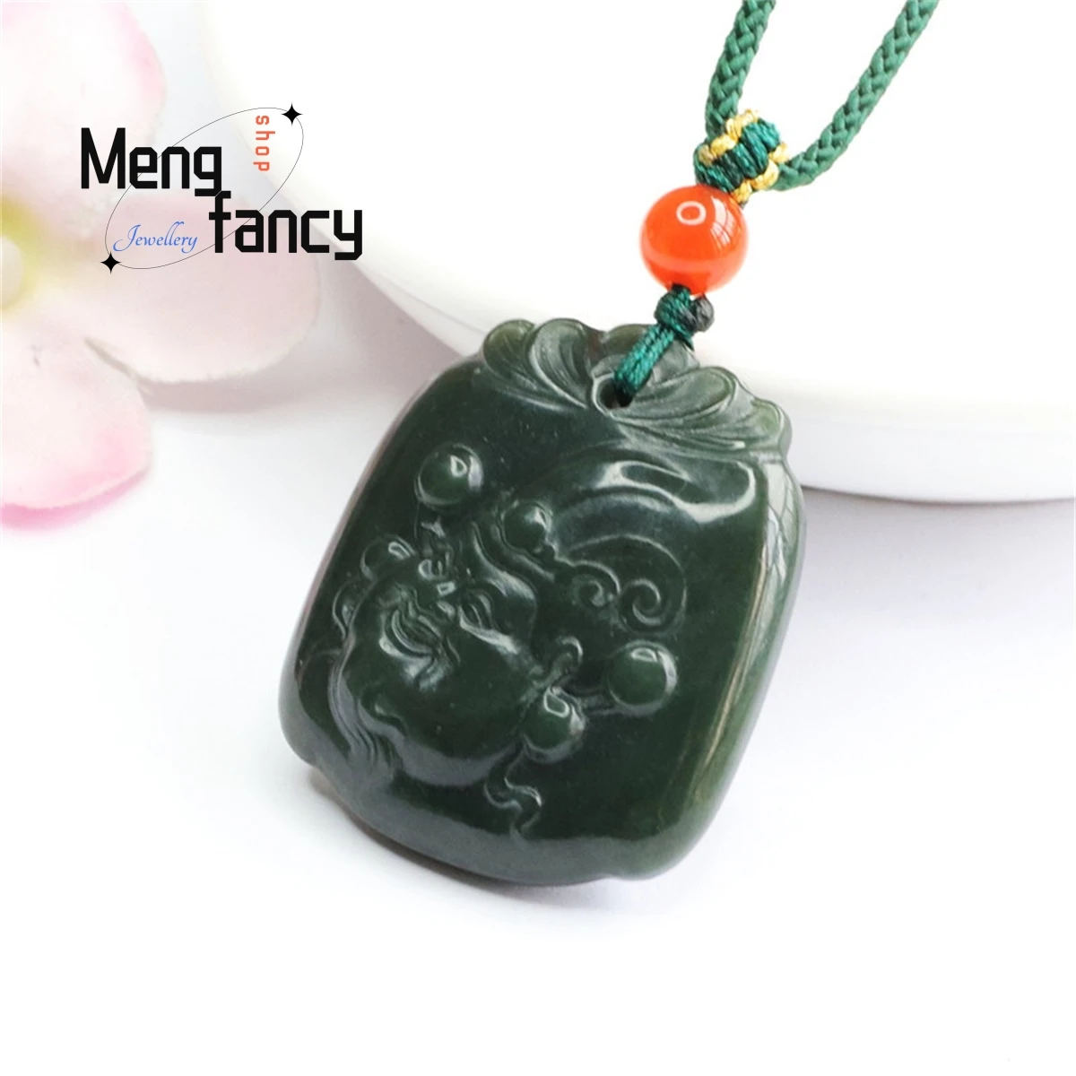 Hotan Pagoda Natural de Jade azul para hombres y mujeres, colgante de Dios de la riqueza, encanto personalizado generoso, moda versátil, joyería fina exquisita