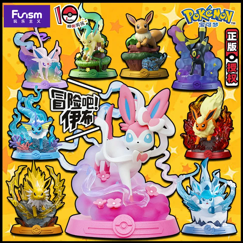 

Аутентичная приключенческая игра Pokemon Eevee, фигурка второго поколения, живописная игрушка для домашних животных, Pokemon, коллекционная модная слепая коробка