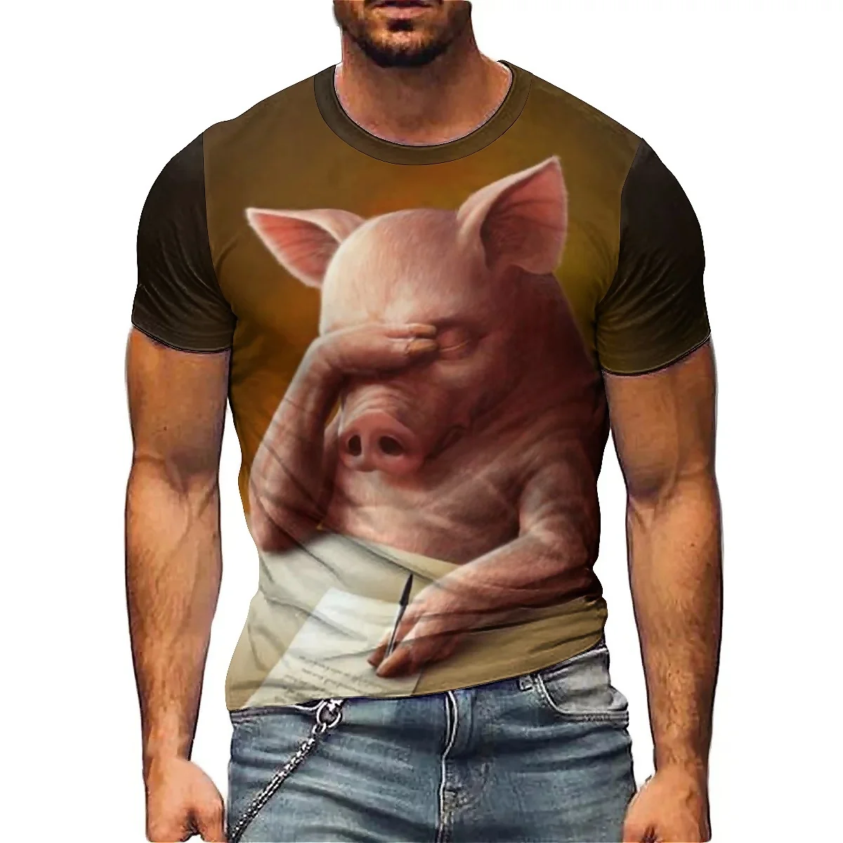 

Men's High-Definition Pattern 3D Printed Short-Sleeve T-Shirt - Adult Summer Style, High-Quality Printing