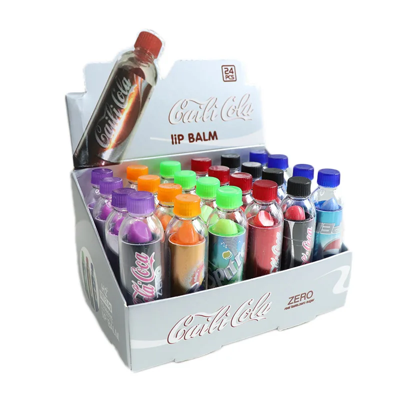 24Pcs Soda Bottle Lip Balm 6 Flavors Set Color Changing Lipstick Long Lasting Waterproof Lip Balm Wholesale