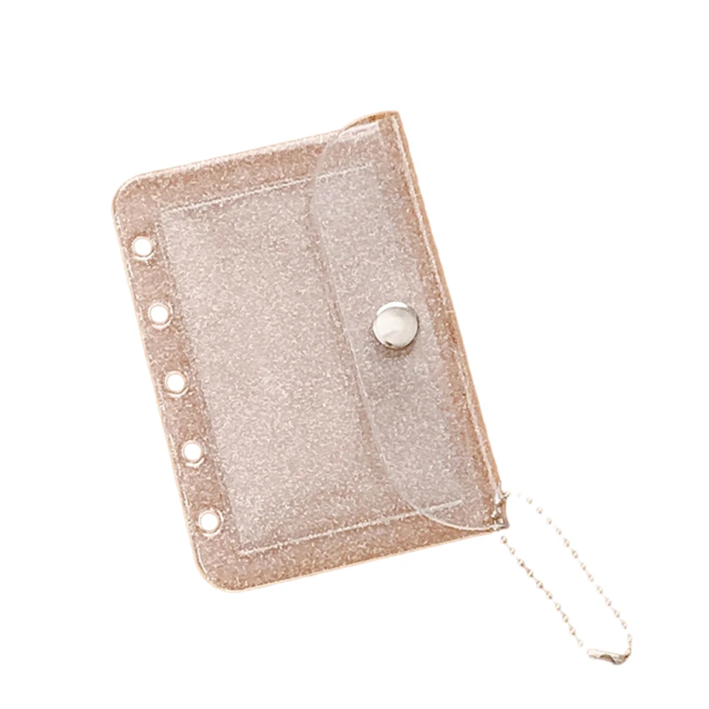 Transparent M5 Glitter Loose Leaf Card Cover Storage Bag PVC Five Holes Card Holder Note Book Inner Bag Original INS Korea