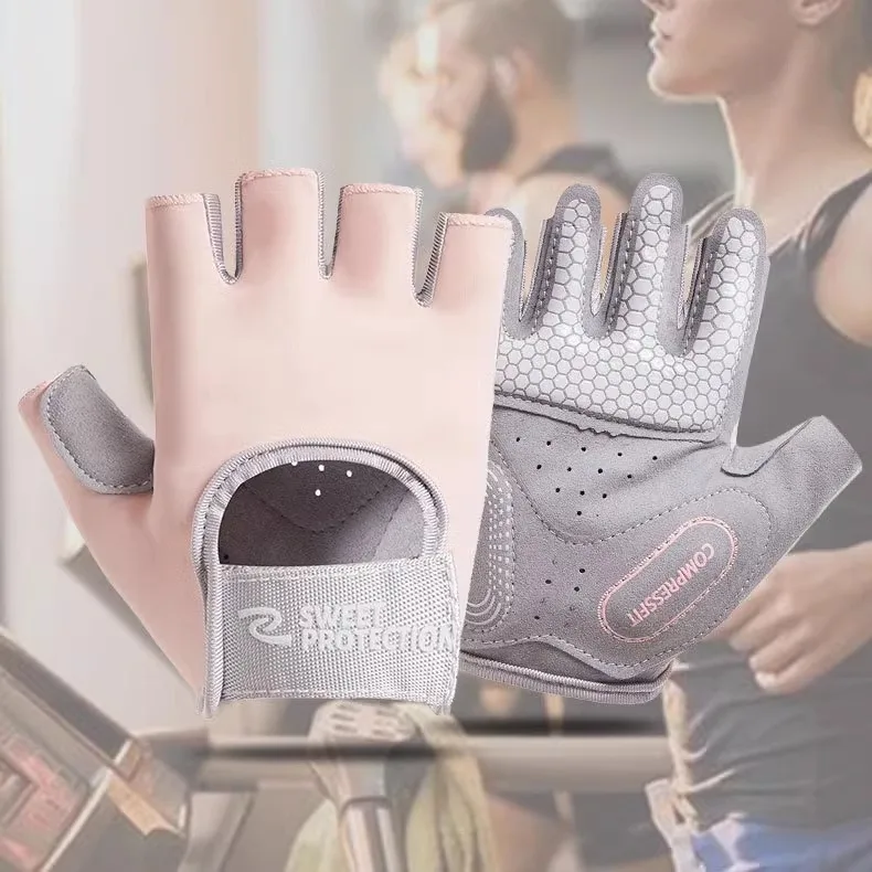 Women's Yoga Fitness Sports Half Finger Gloves Breathable Single Bar Pulling Gym Equipment Ironing Driving Three-Finger Anti-...