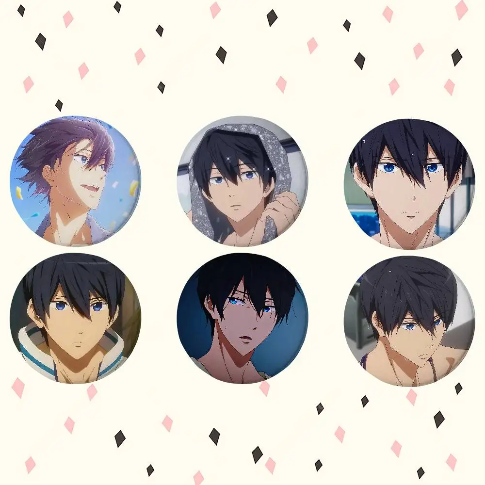 Cartoon N-Nanase Haruka Anime Rundes Laser-Abzeichen Cartoon-Brosche Kleidung Rucksack Accessoires Anstecknadel
