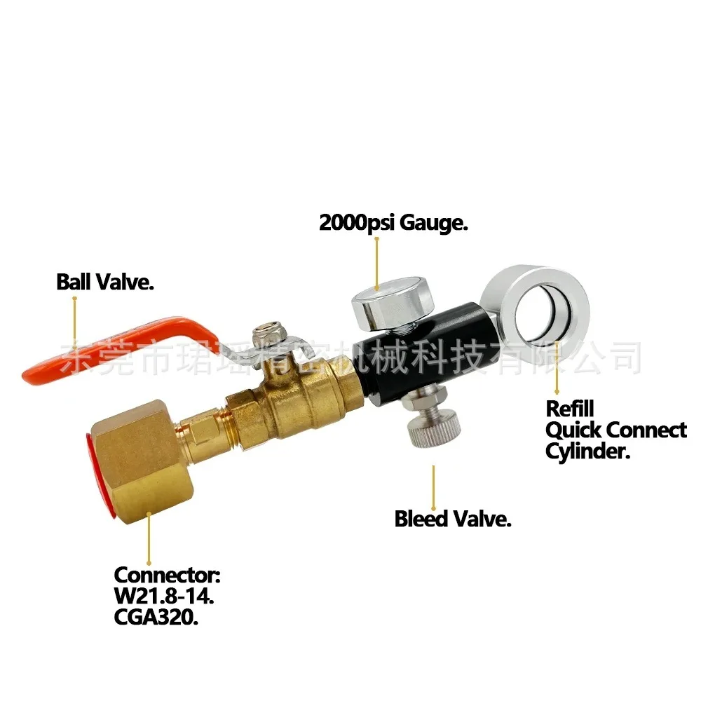 SodaStream CO2 Filling Adapter with Pressure Gauge – for Duo/Terra/Art, TR21-4 Thread, Refill Small Cylinder from Large Tank