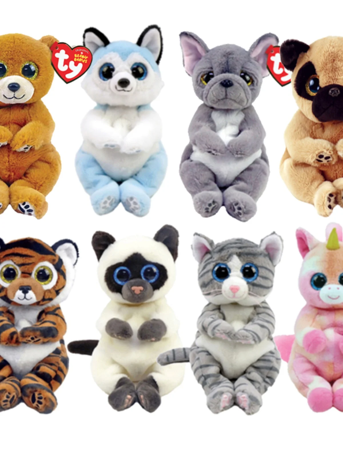 Adorable  Plush Pocket Toys Tiger Unicorn Rabbit  Siamese  Bean Bag Stuffed Animals Soft Fabric Toys for Ages 3+