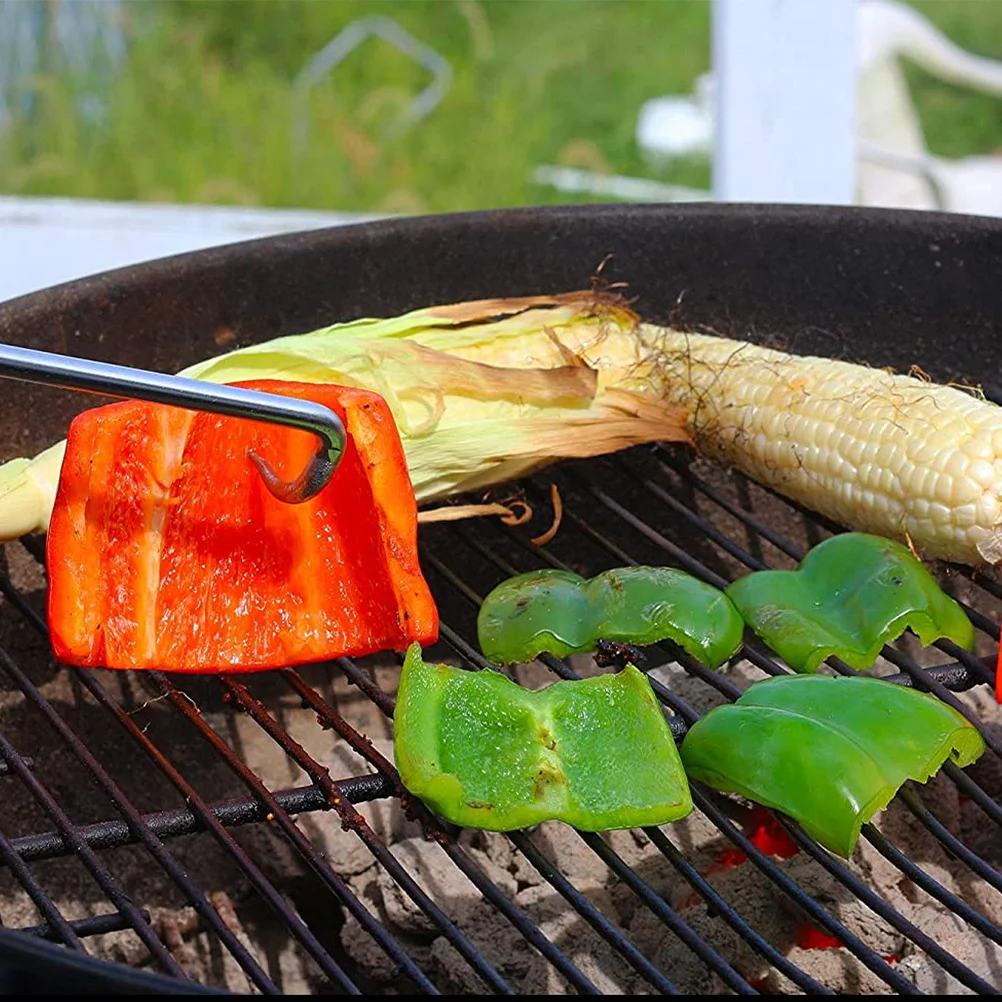 

2Pcs Portable Barbecue Fork Stainless Steel Steak Fork Bbq Meat Holder Roasting Tool Heat Resistant Outdoor