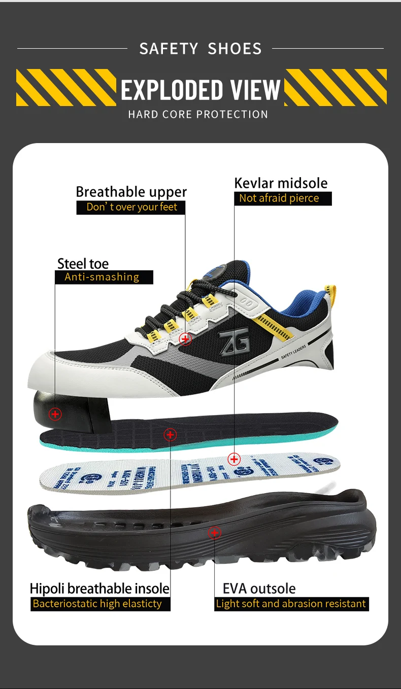 High-quality Work Sneakers For Men Safety Shoes European Standards Protective Shoes Puncture-Proof Steel Toe Shoes Work Boots