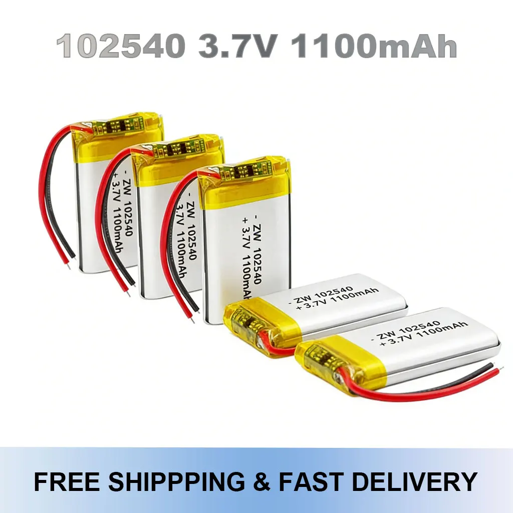 

Литий-полимерный аккумулятор 3.7V 1100mAh 102540 с платой защиты PCB для GPS-трекеров, MP3, MP4, перезаряжаемый
