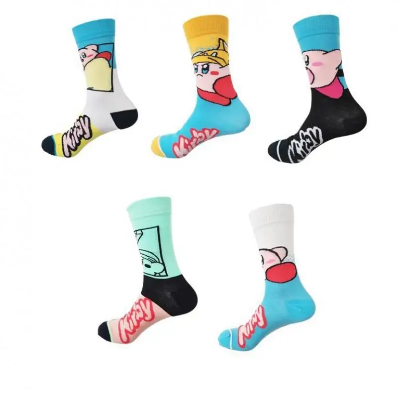 Kawaii Kirby Cotton Socks Mid-Tube Socks Sweat Absorption Breathable Leisure Socks Non-Slip Versatile Couple Cartoon Girls Gift