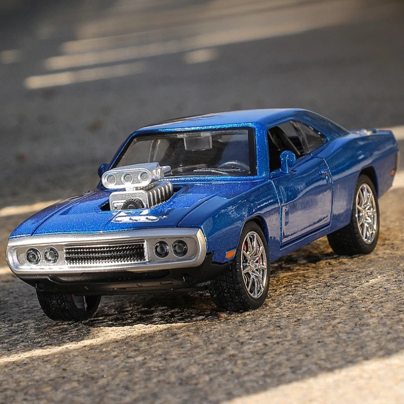 Simulation 1:24 Dodge Charger 1970 Alloy Car Model Sound Light Pull Back Metal Toy Vehicle Children Boy Birthday Gift Miniature