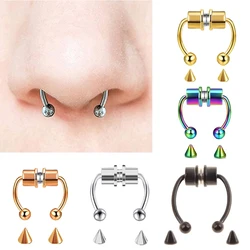 Magnetic Septum Fake Nose Rings Horseshoe Nose Ring Hoop Non Piercing Jewelry 316L Stainless Steel Nose Ring Women Gift