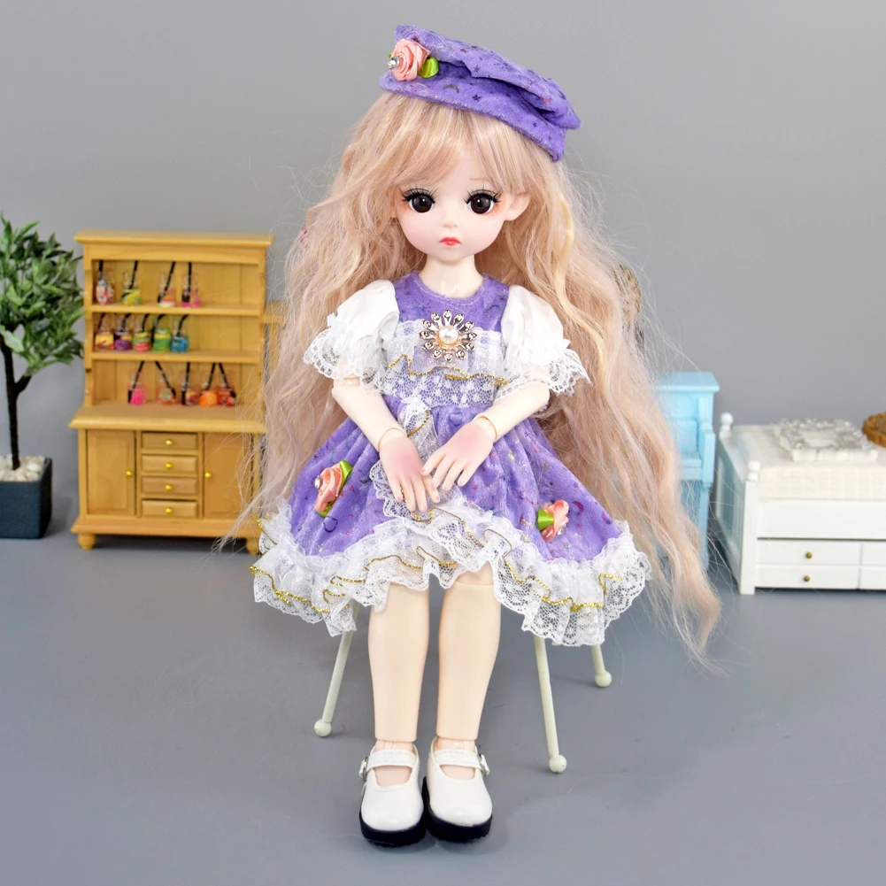 YUTOTUE 12 بوصة ارتفاع فتاة دمية لعبة مع ماكياج الوجه فستان أحذية الشعر المستعار مجموعة كاملة للأطفال هدية صغيرة BJD