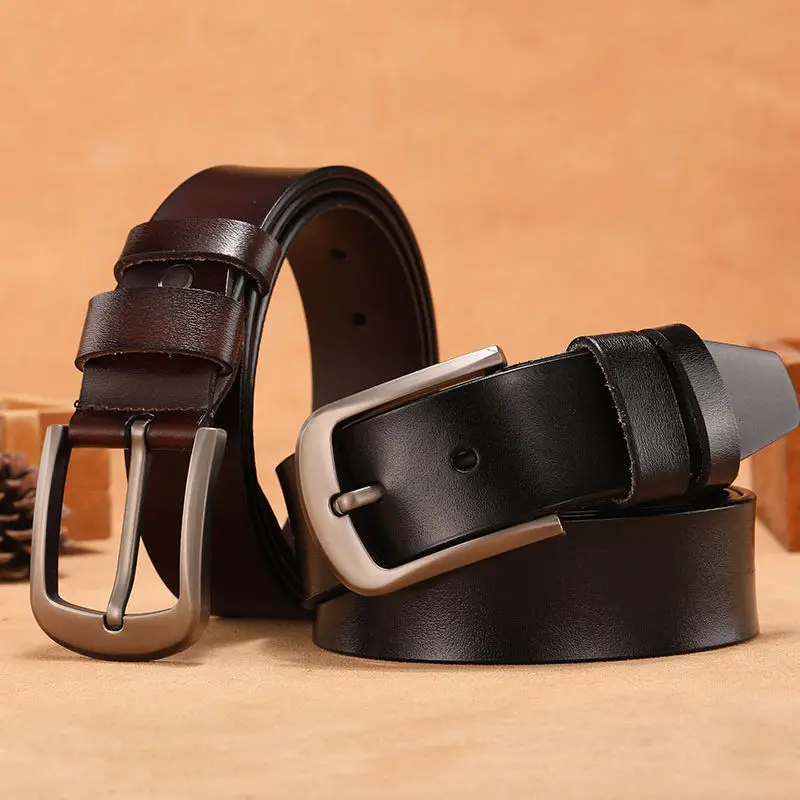 

140cm Retro First-layer Cowhide Pin Buckle Men's Belt Fashion Casual Business Middle-aged Young Jeans Trend Designer Belt Men