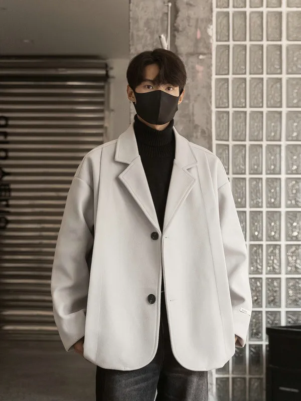 2025 خريف شتاء جديد الرجال فضفاض عادية البني الصوفية السترة الراقية مبطن سميكة أسود بيج إضافة سترة قطن