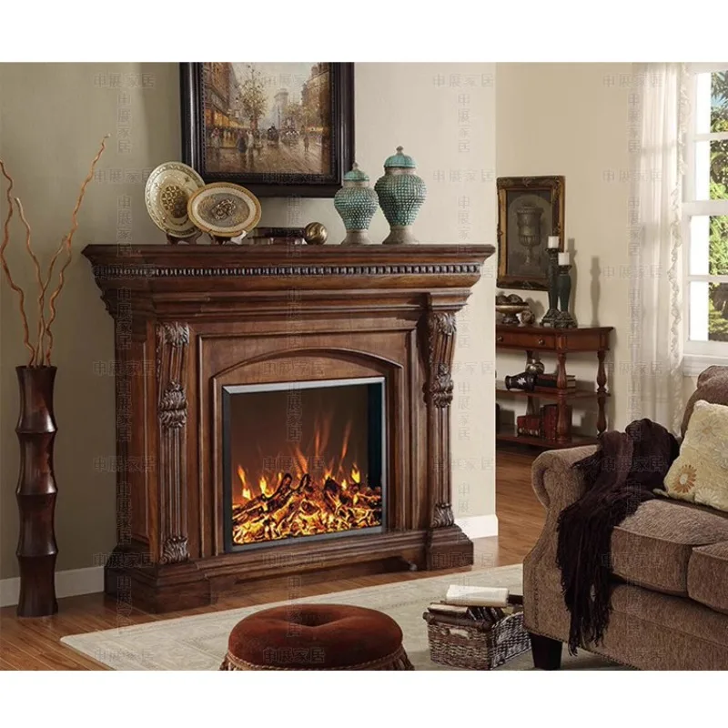 

European-style carved villa American classical decorative cabinet fireplace