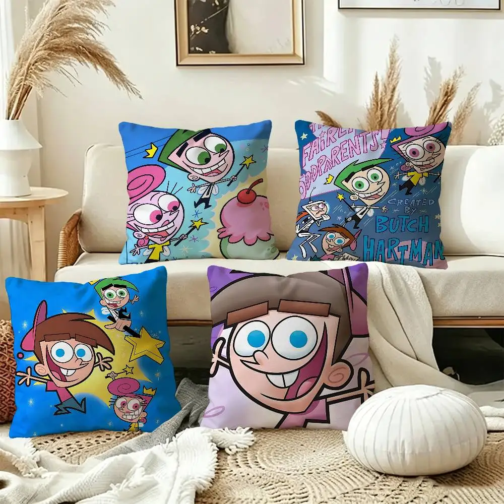 F-Fairly O-Oddparents Pillow Covers Cartoon Sofa Decorative Home Double-sided Printing Short Plush Cute Cushion Cover