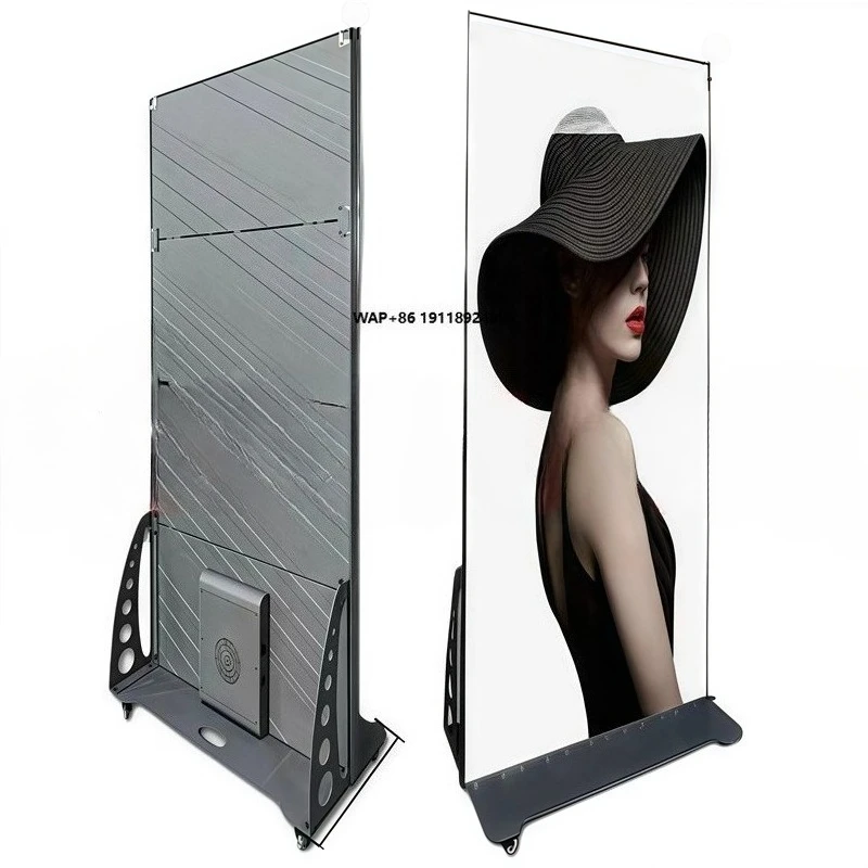

Die-cast Aluminum Fold Frame Light Box Movie Wall Mouted Free Standing Rgb Shop Advertising Foldable Led Poster Display Screen