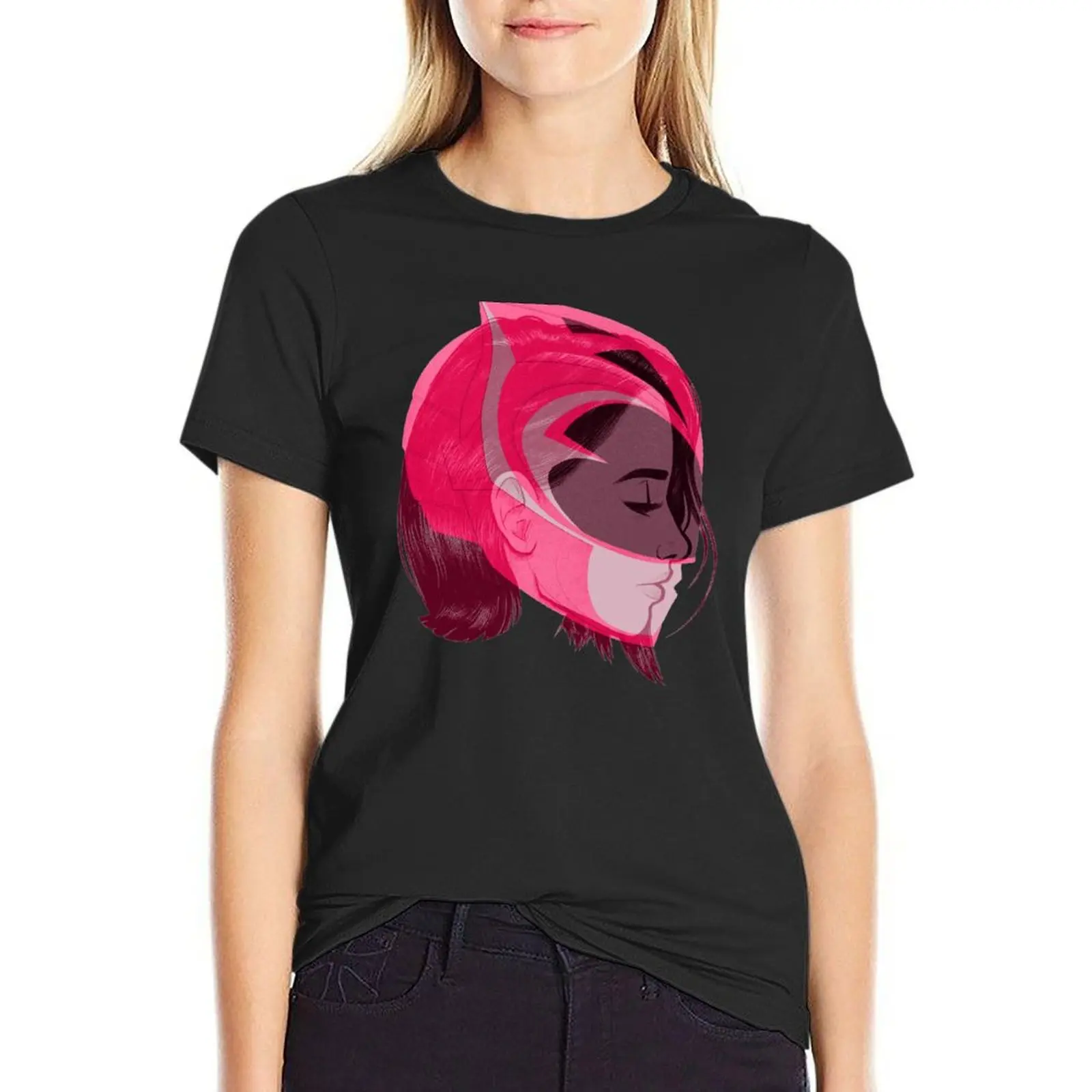 Pink Ranger Helmet T-Shirt graphics kawaii clothes animal print shirt for girls tshirts for Women