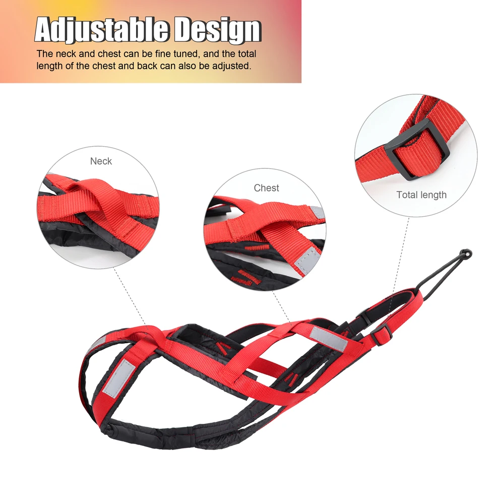 Dog Sledding Harness Reflective Pet Sledding Skijoring Harness Waterproof Big Large Dogs Weight Pulling Vest For Pet Training